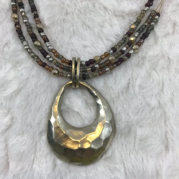 Multi Strand invisible Tribal  Hammered Necklace - Picture 6 of 13